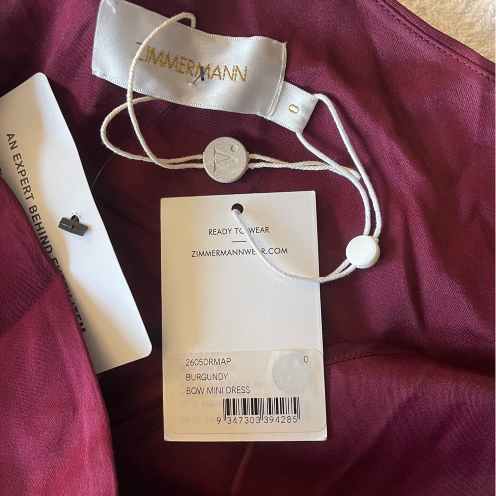 Zimmermann Burgundy One Shoulder Mini Dress - Picture 7 of 8
